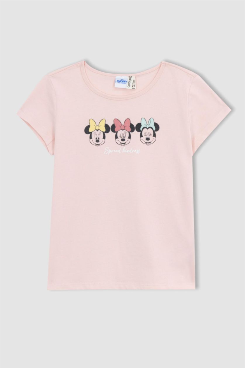 GIRLS & TEENS Light Pink Girls Regular Fit Disney Mickey & Minnie Licensed Pajama Set