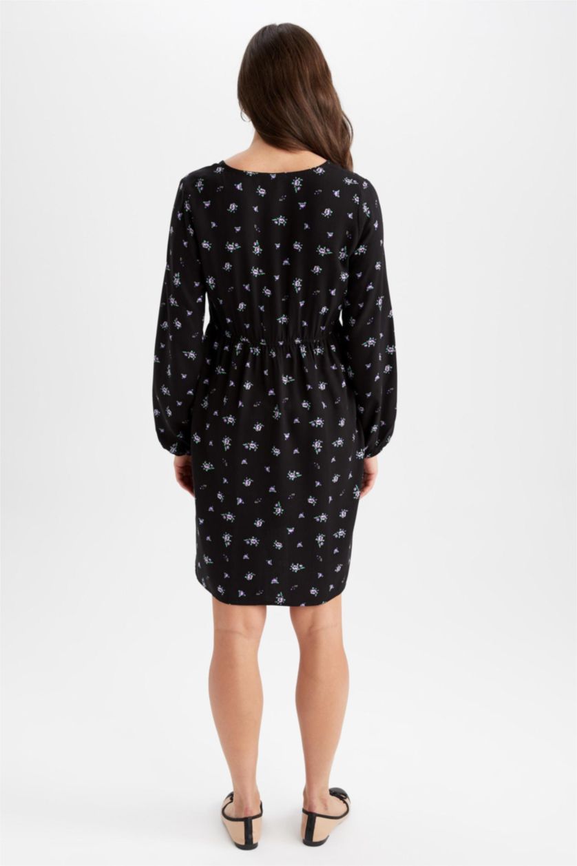 FEMME Noir Robe de Maternité à manches longues et longueur genou