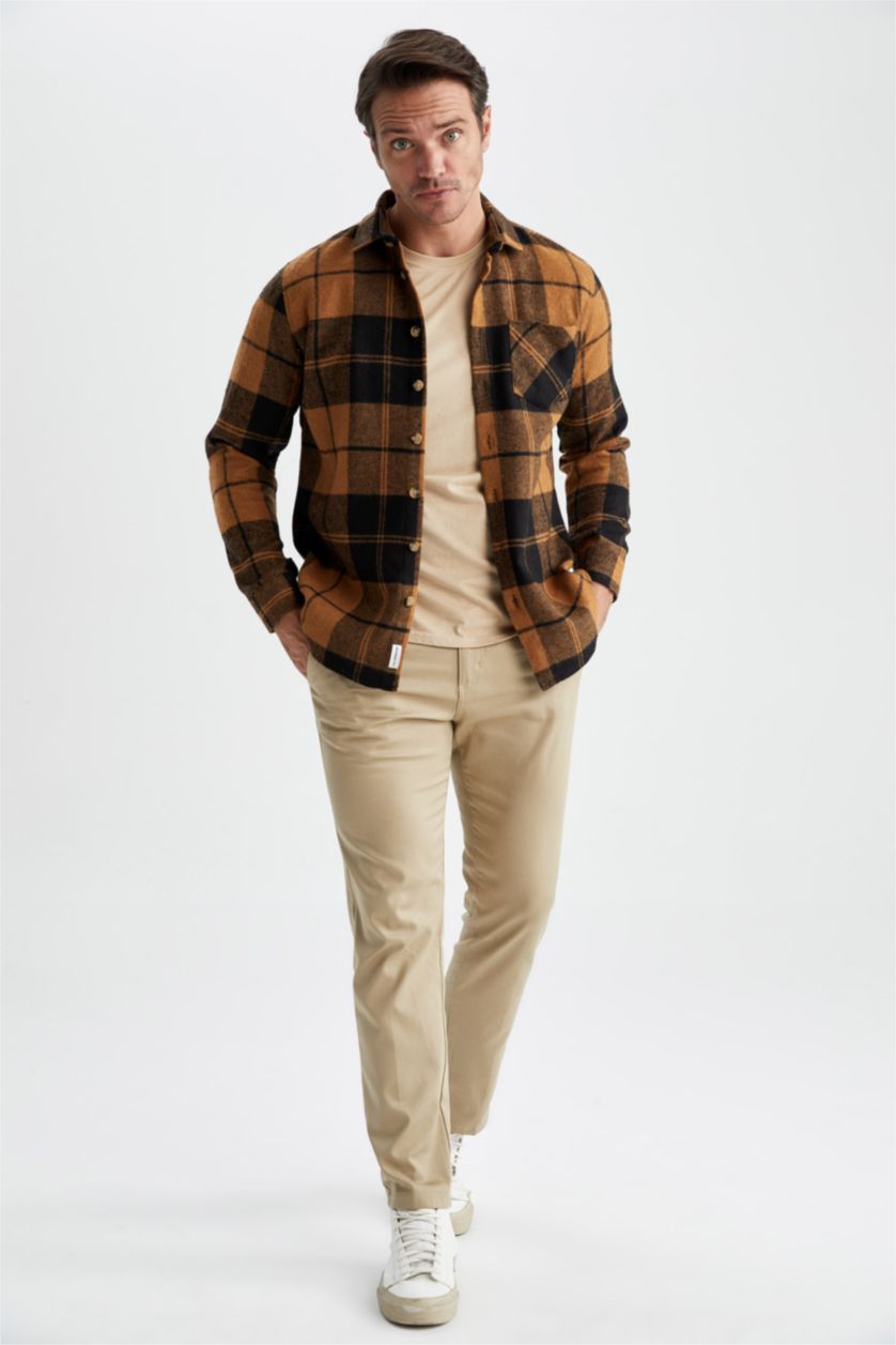 HOMME Marron Regular Fit Long Sleeve Shirt