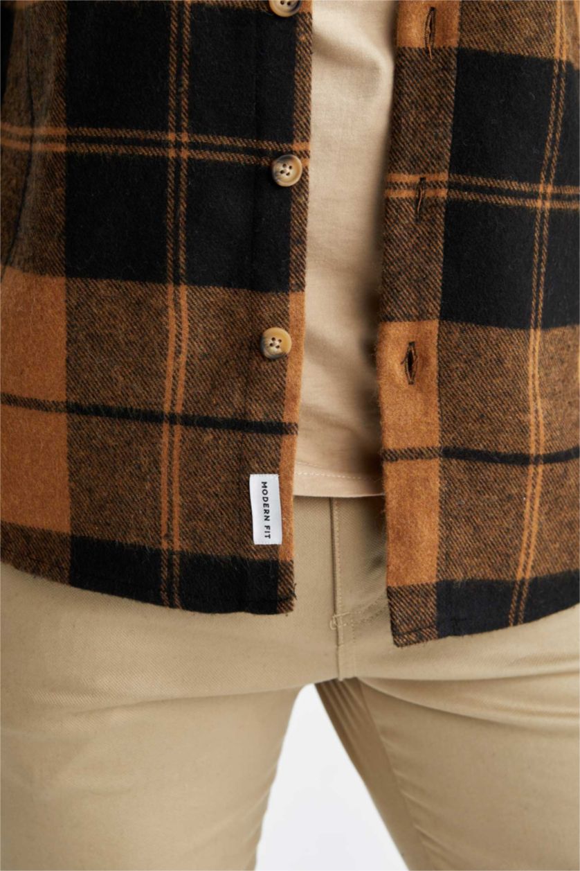 HOMME Marron Regular Fit Long Sleeve Shirt