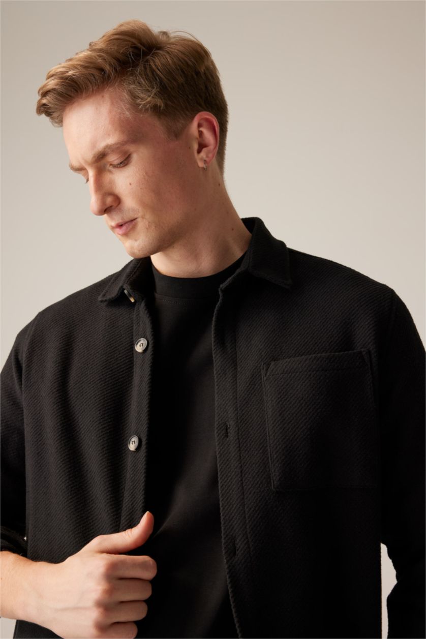 MAN Black Regular Fit Polo Neck Long Sleeve Shirt