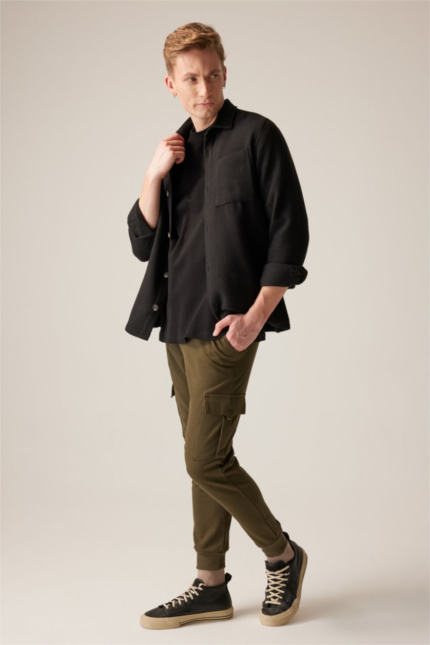 MAN Black Regular Fit Polo Neck Long Sleeve Shirt