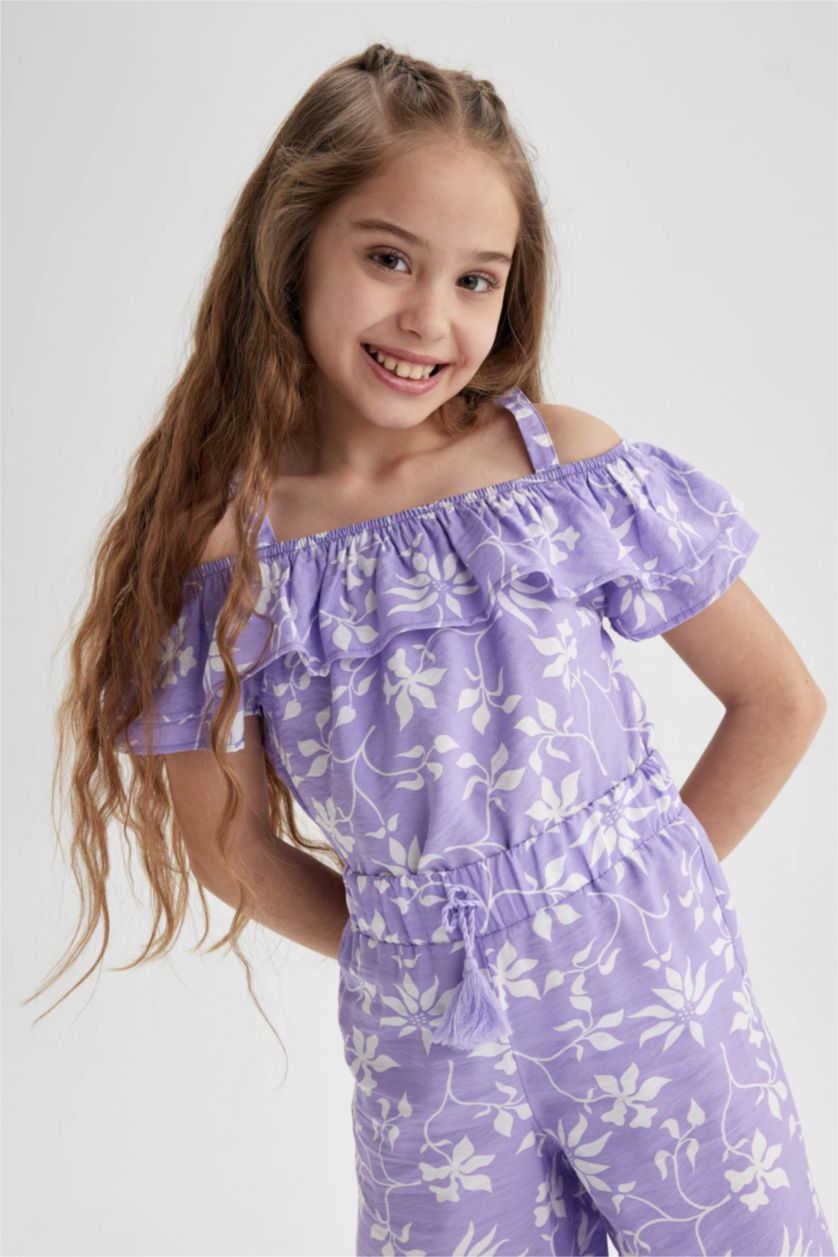 بنات أرجواني بلوزة بناتي منقوش بحمالات