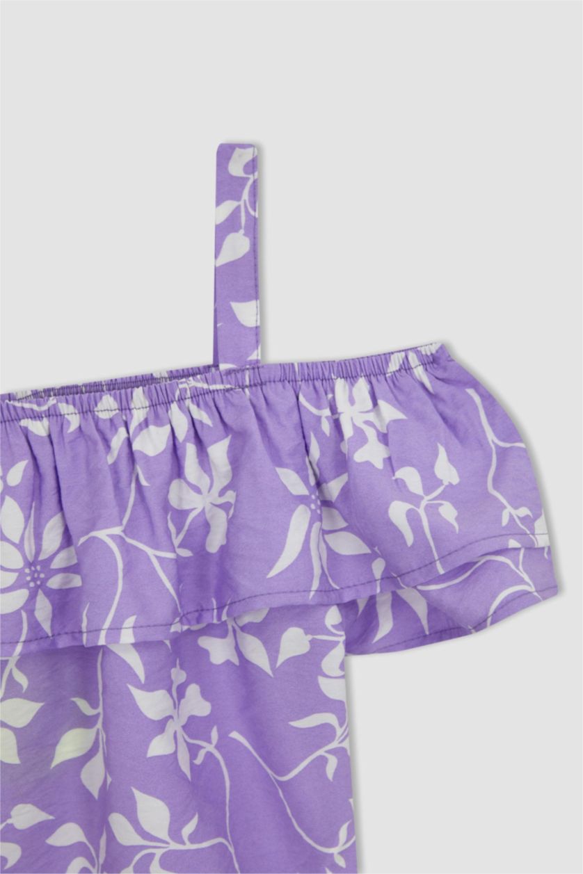 بنات أرجواني بلوزة بناتي منقوش بحمالات