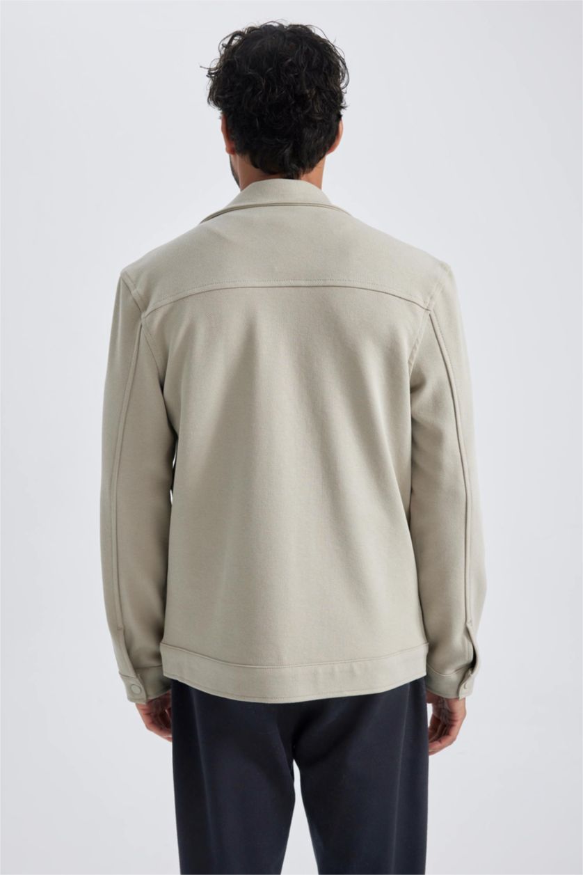 Мужчины Светлый хаки Куртка-рубашка стандартного кроя для мужчин