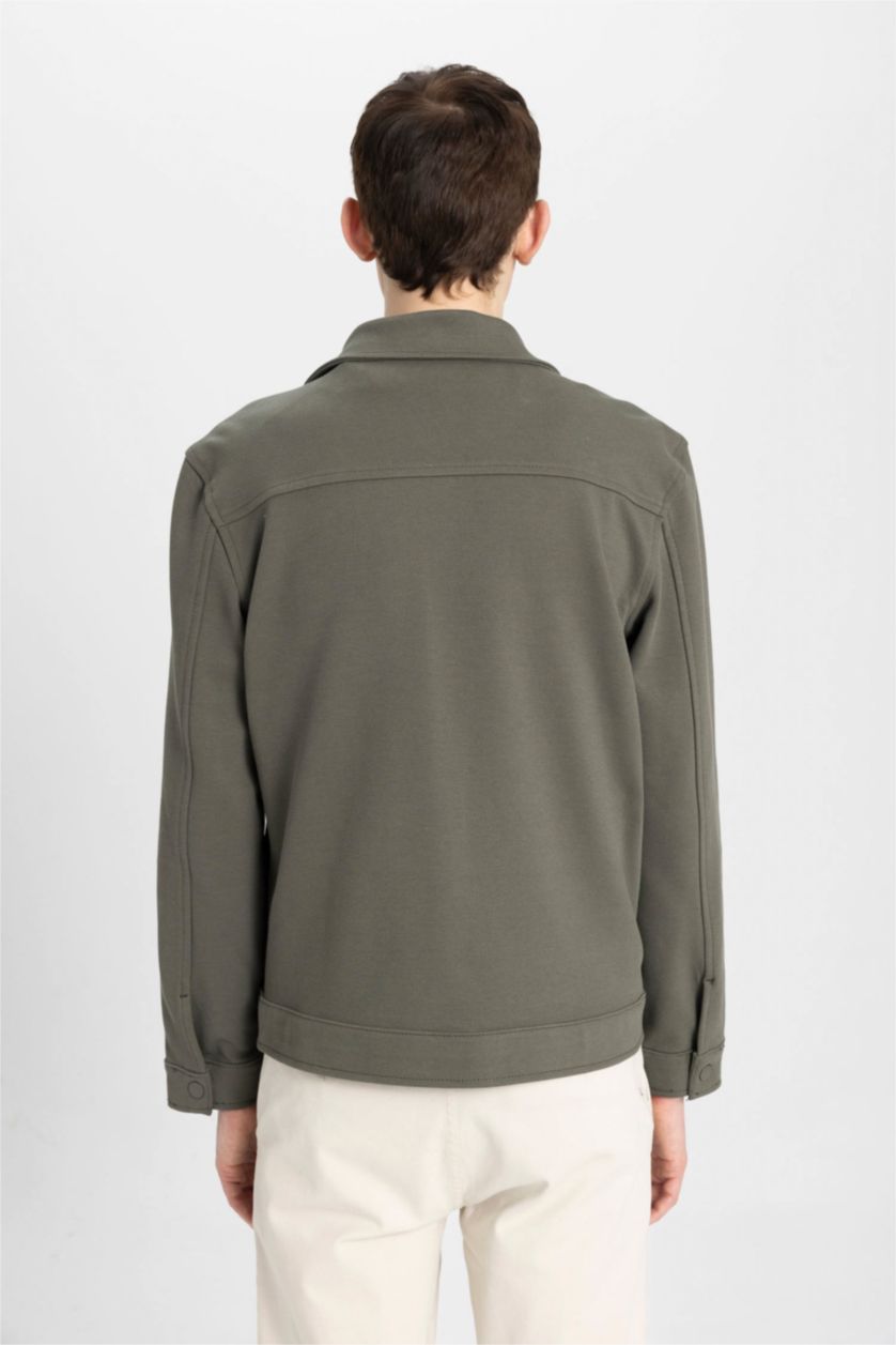 MAN Dark Khaki Regular Fit Polo Collar Overshirt