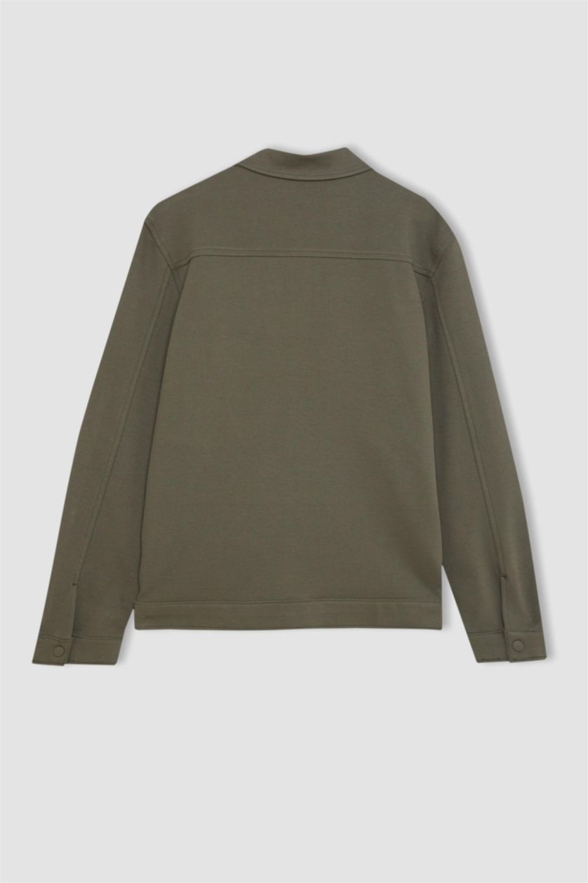 MAN Dark Khaki Regular Fit Polo Collar Overshirt