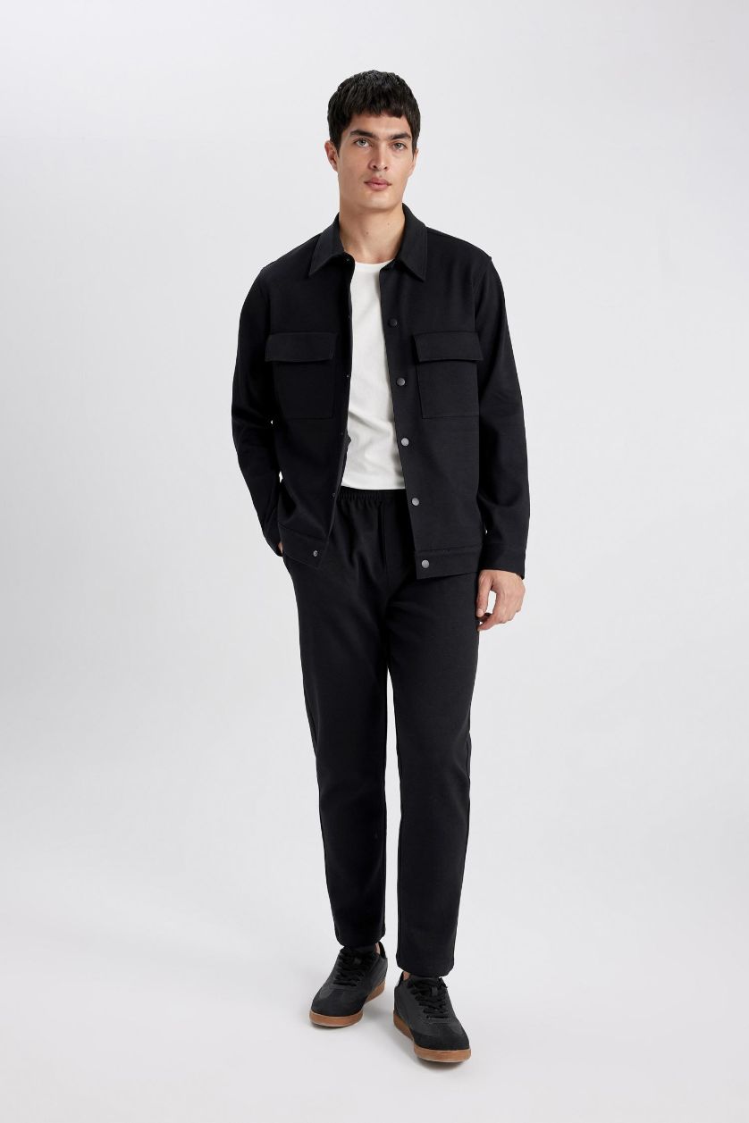 Мужчины Черный Куртка-рубашка стандартного кроя для мужчин