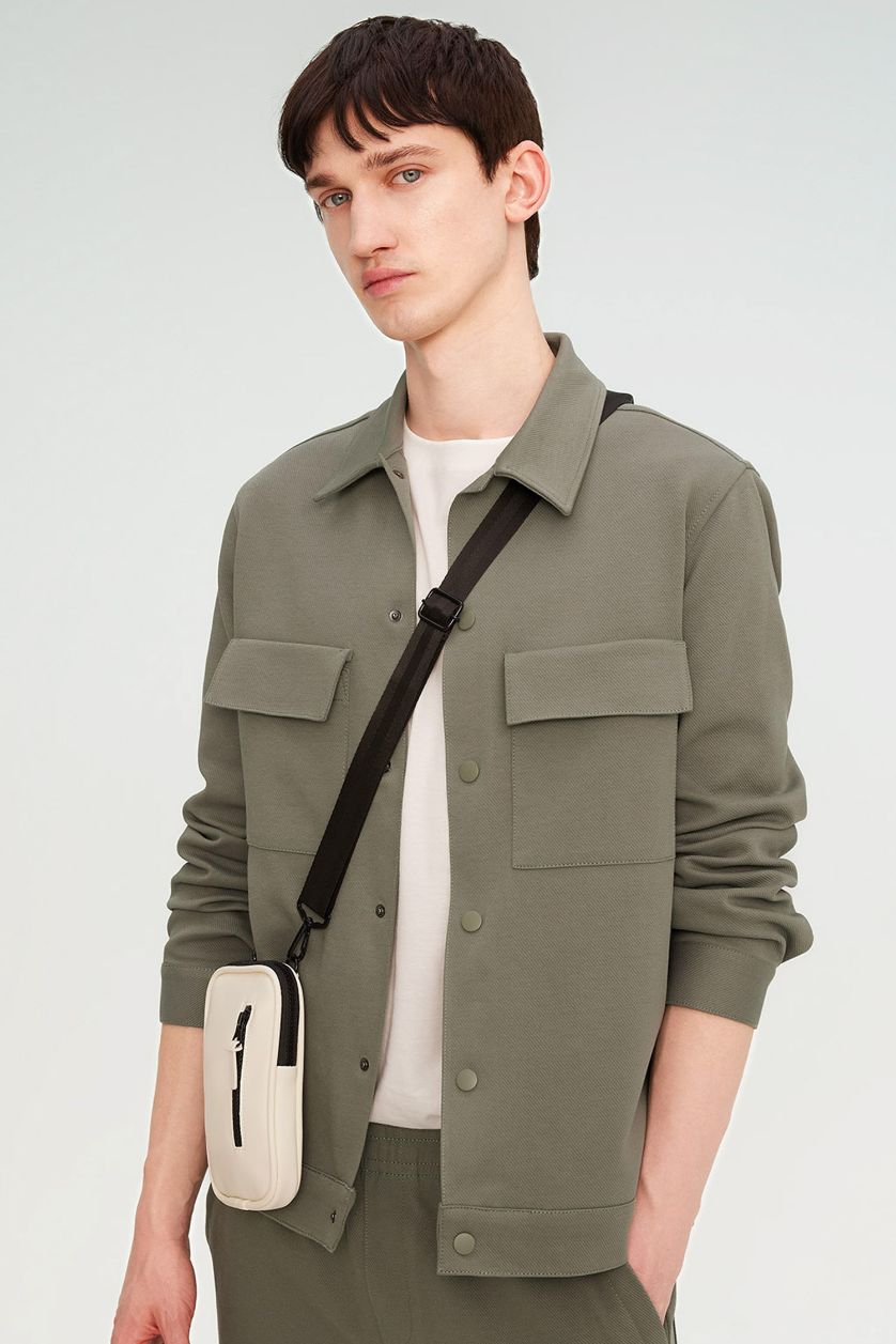 رجال كاكي جاكيت قميص قصة عادية بياخة بولو