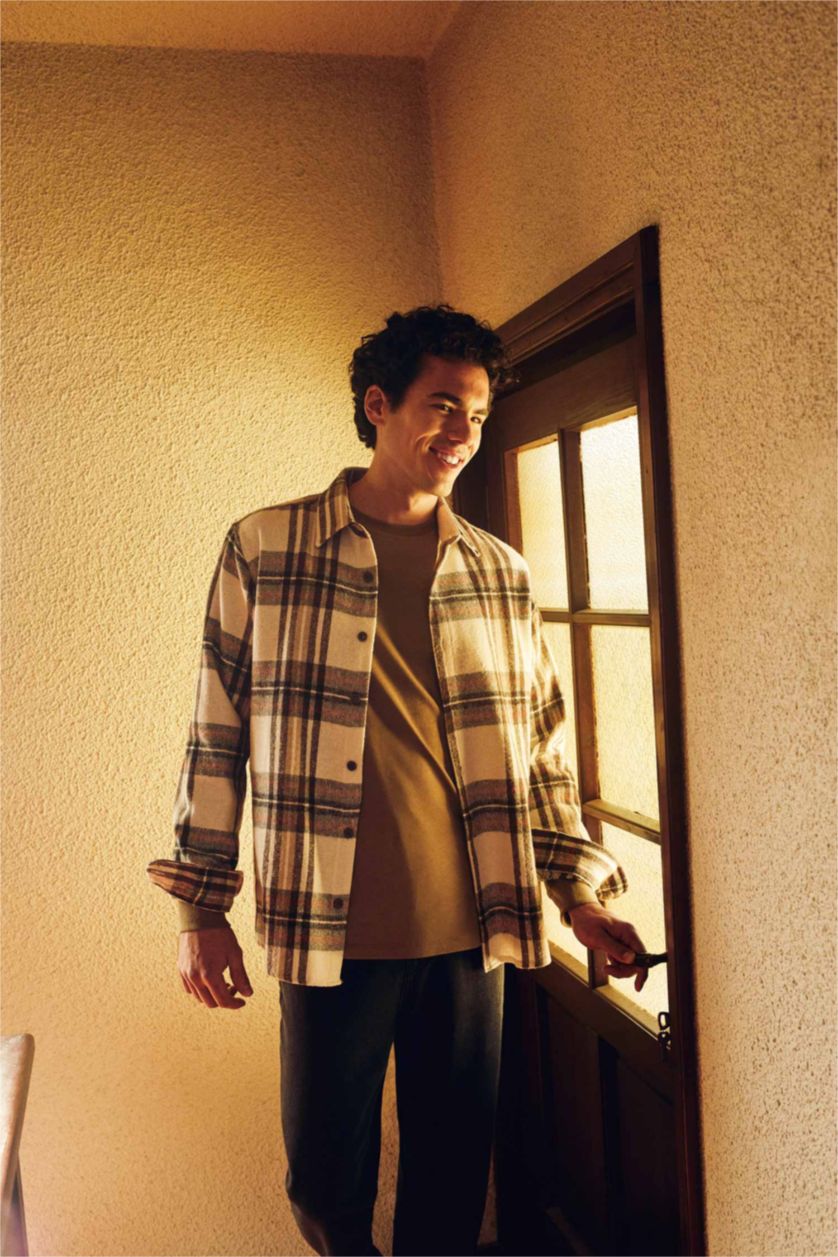 Erkek Taş Regular Fıt Uzun Kollu Gömlek