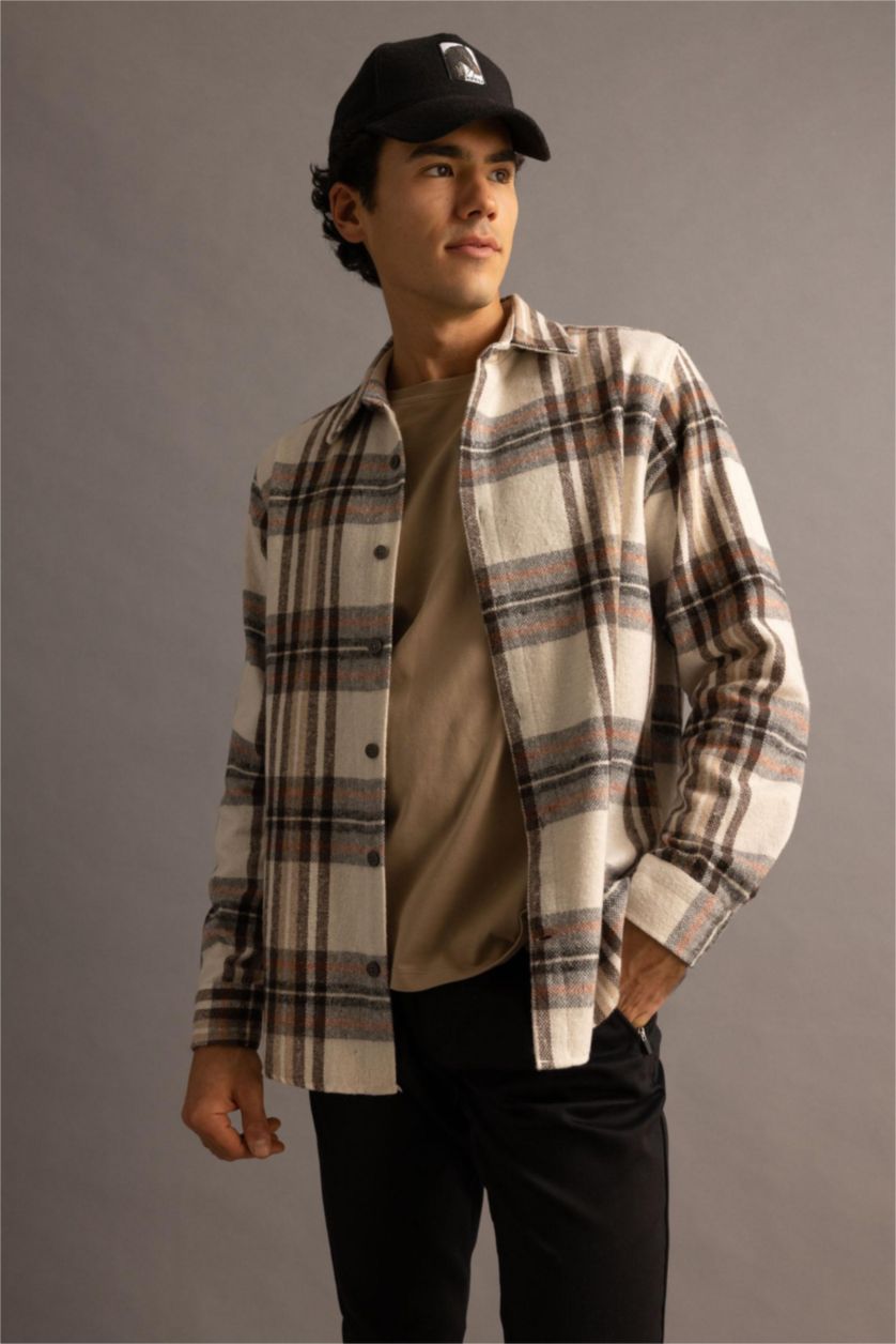 Erkek Taş Regular Fıt Uzun Kollu Gömlek