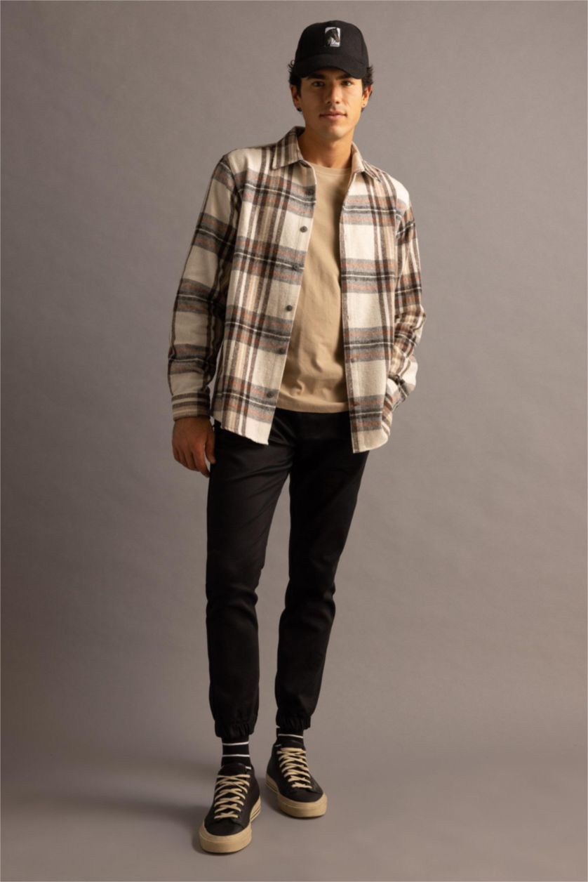 Erkek Taş Regular Fıt Uzun Kollu Gömlek