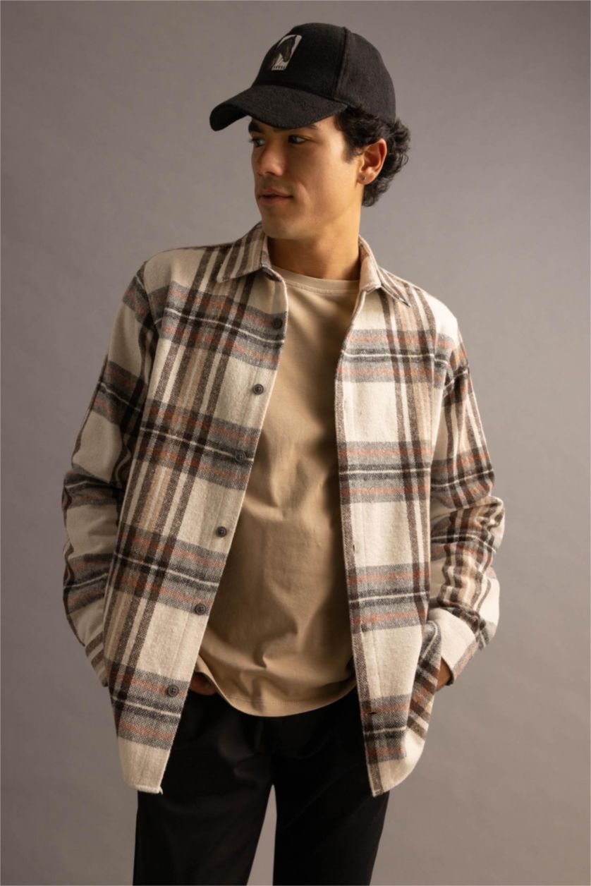 Erkek Taş Regular Fıt Uzun Kollu Gömlek