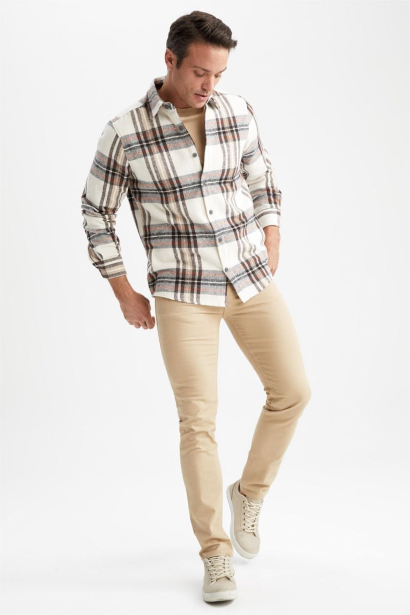 Erkek Taş Regular Fıt Uzun Kollu Gömlek