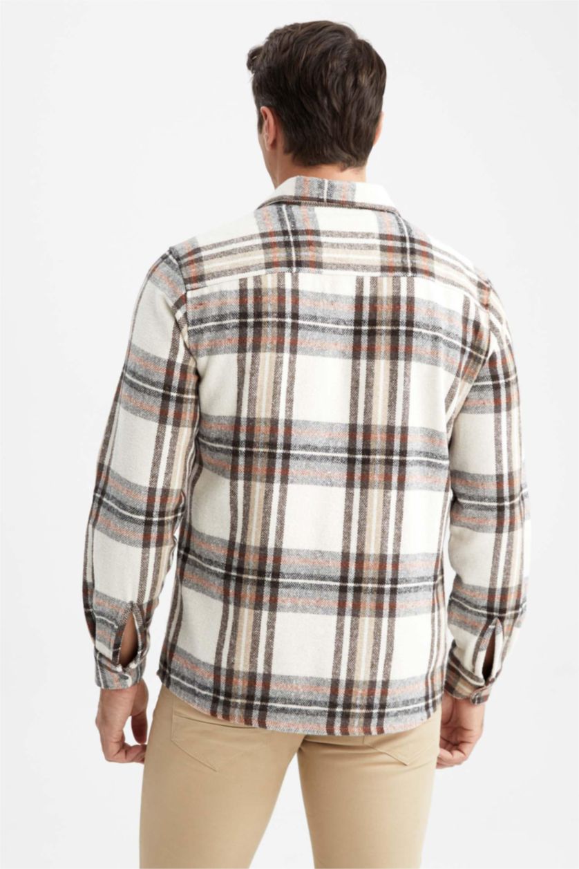 Erkek Taş Regular Fıt Uzun Kollu Gömlek