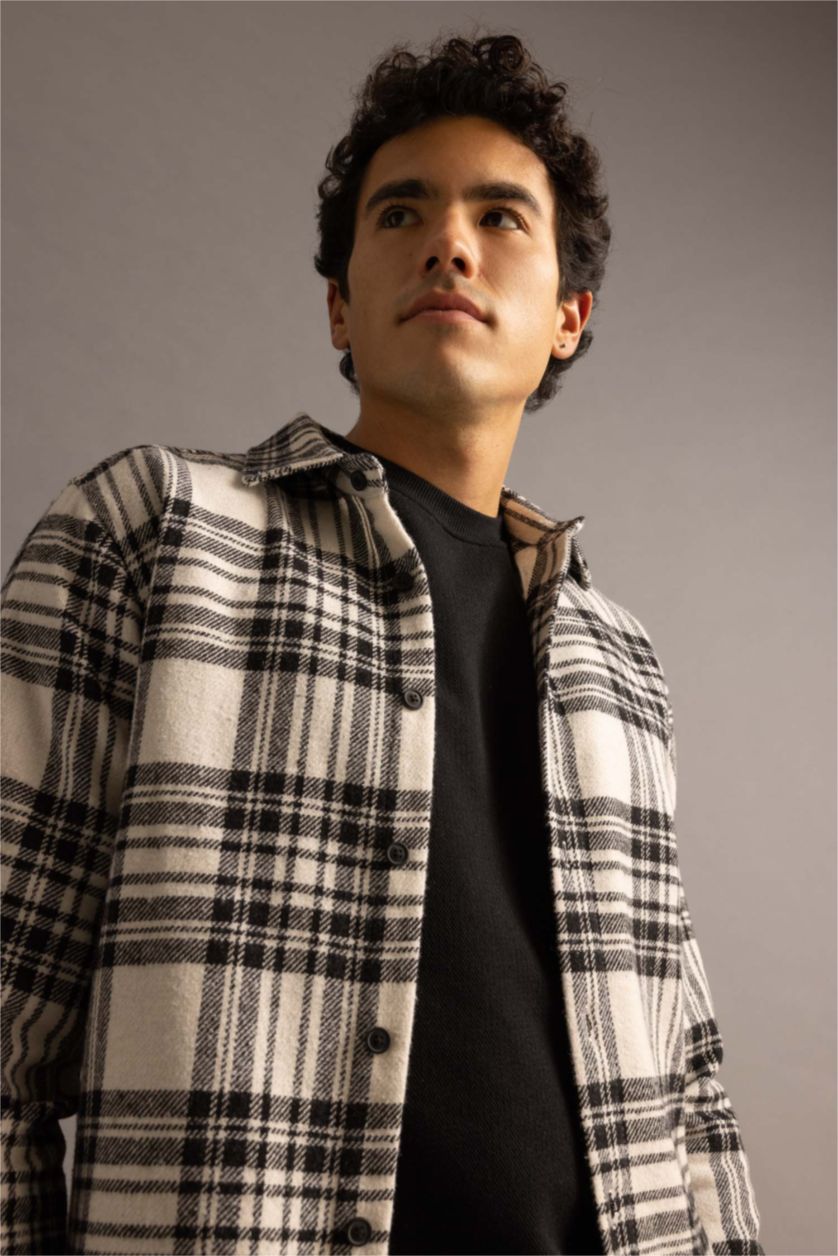 HOMME Noir Coupe Moderne Coton Chemises à manches longues