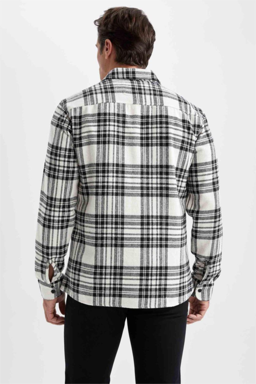 HOMME Noir Coupe Moderne Coton Chemises à manches longues