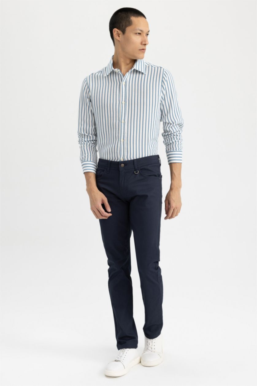 MAN Blue Modern Fit Cotton Long Sleeve Shirt