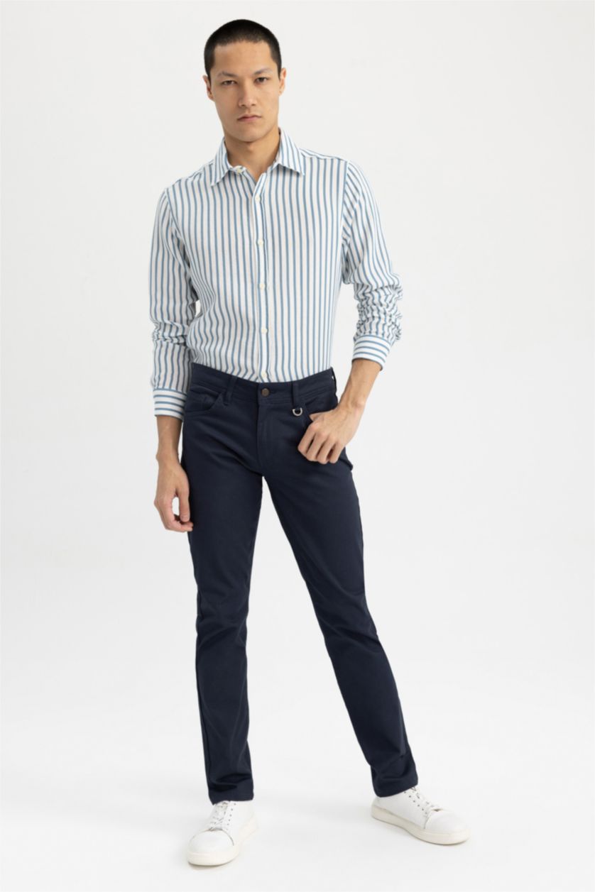 MAN Blue Modern Fit Cotton Long Sleeve Shirt