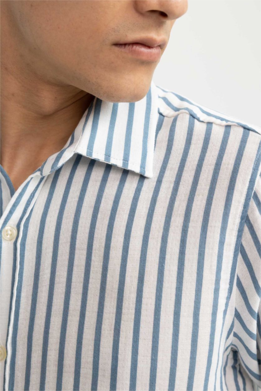 MAN Blue Modern Fit Cotton Long Sleeve Shirt