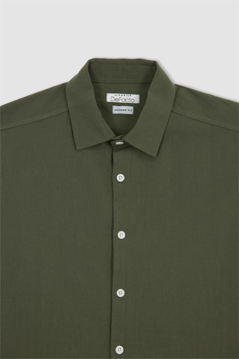 Ерлер хаки поло жаға мақта Ұзын жеңді көйлек