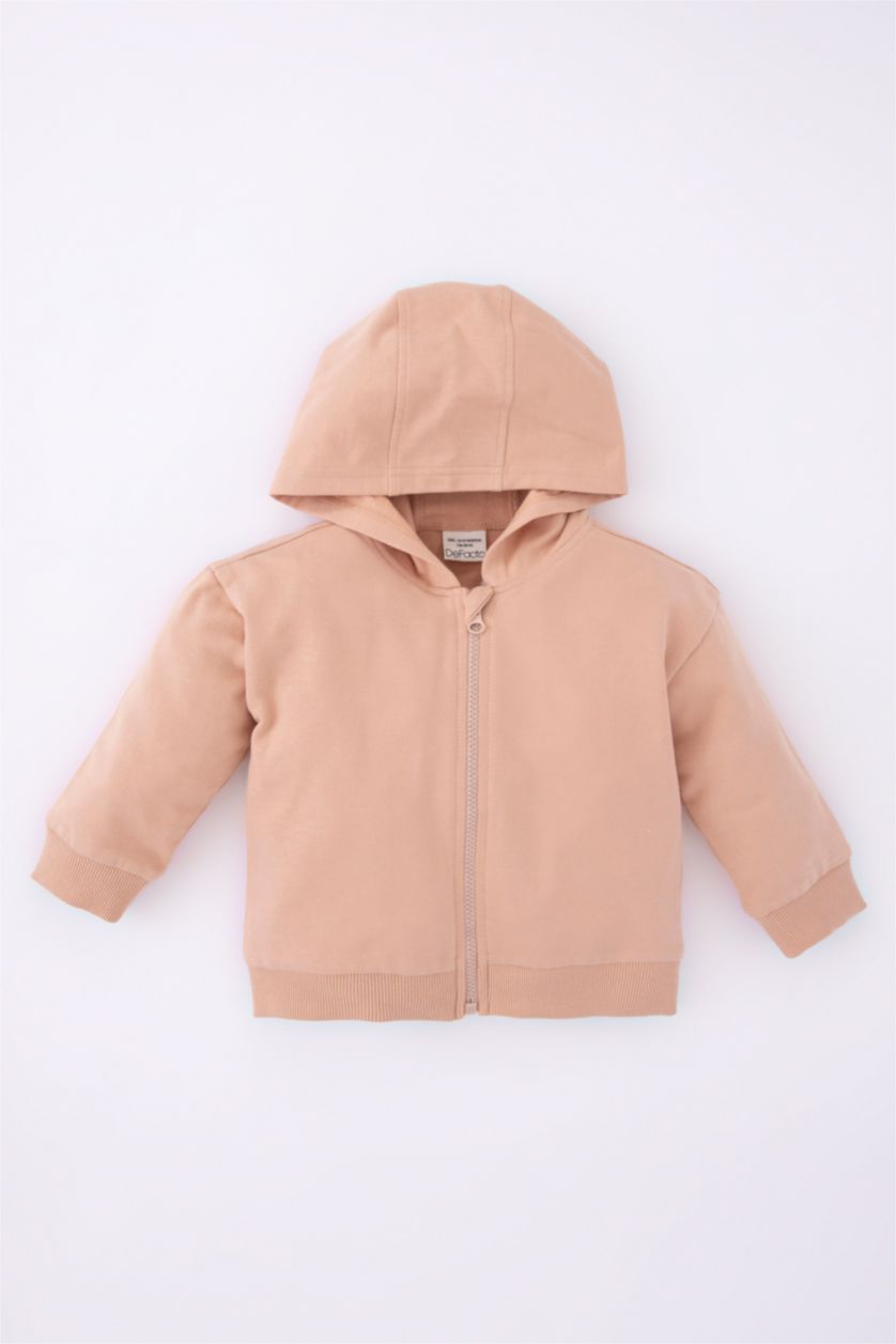 BABY GIRL Beige Regular Fit Hooded Cardigan