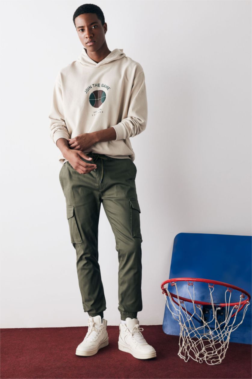 Erkek Koyu Haki Slım Fıt Pantolon