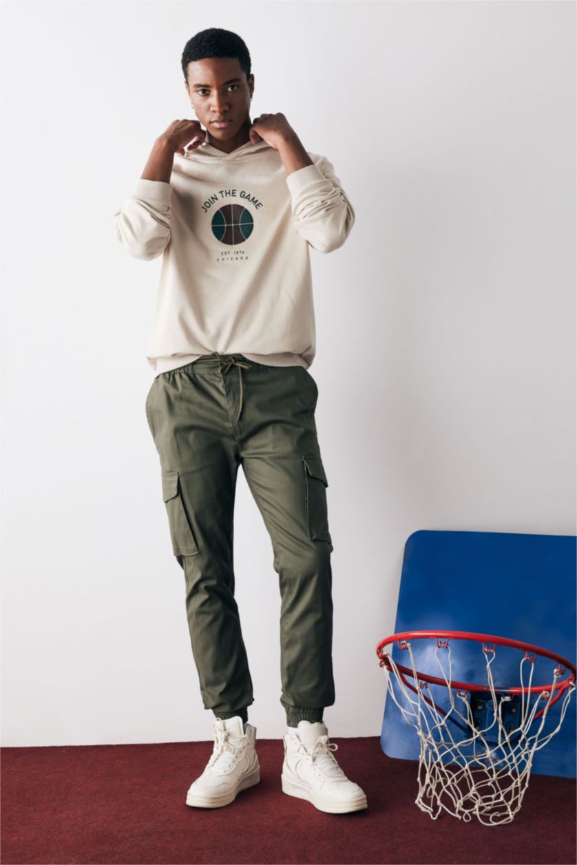 Erkek Koyu Haki Slım Fıt Pantolon