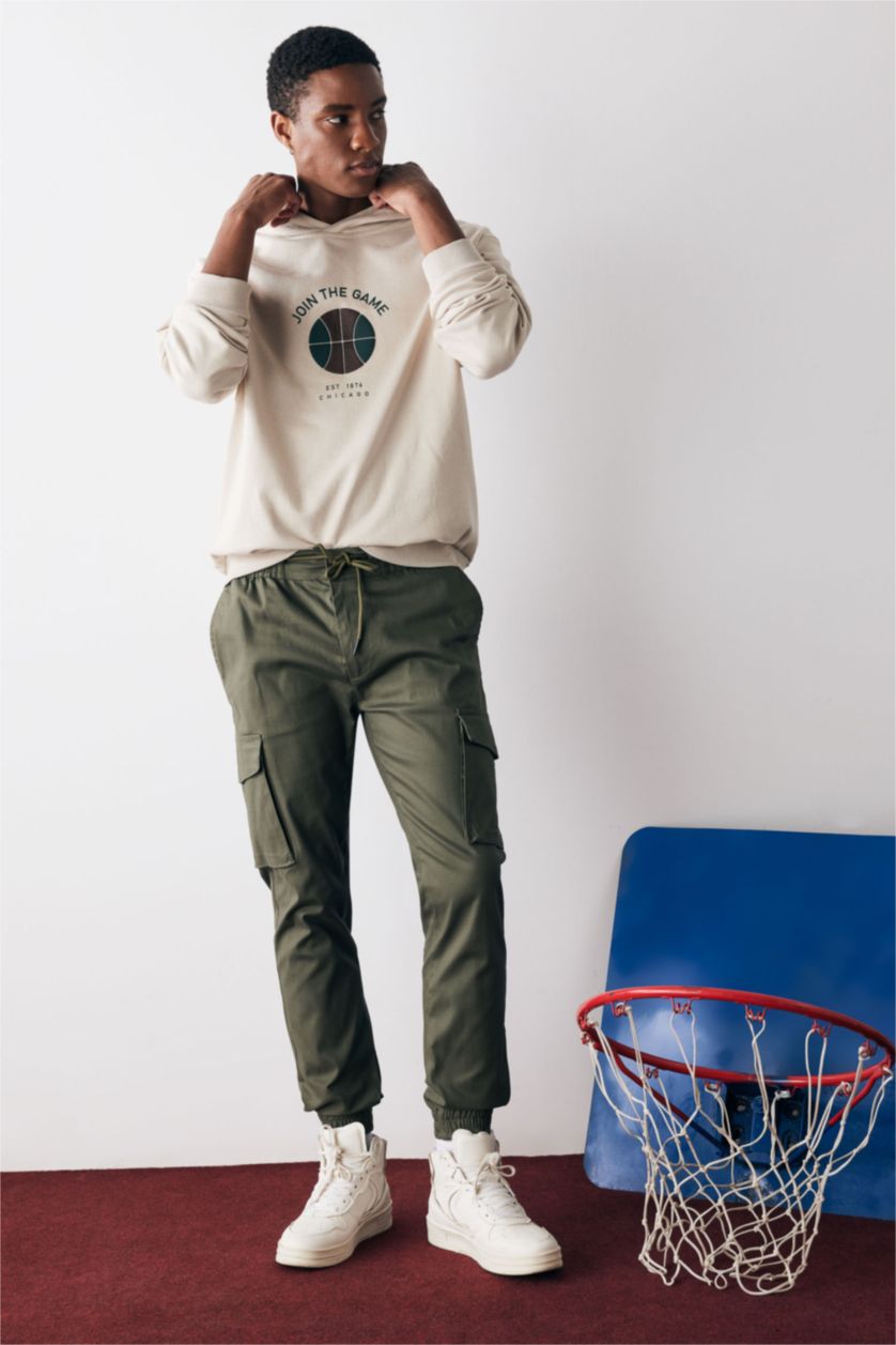 Erkek Koyu Haki Slım Fıt Pantolon