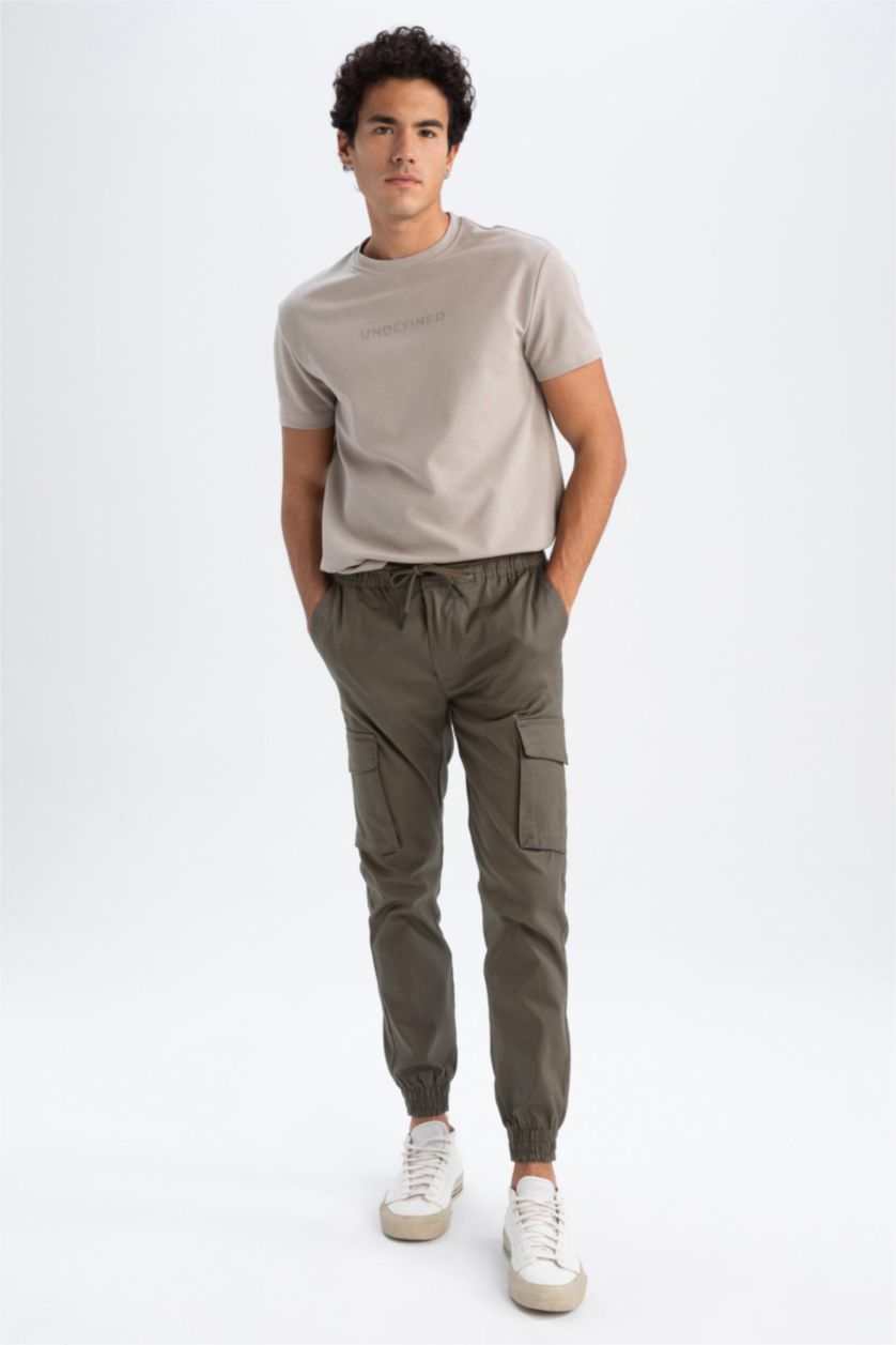 Erkek Koyu Haki Slım Fıt Pantolon