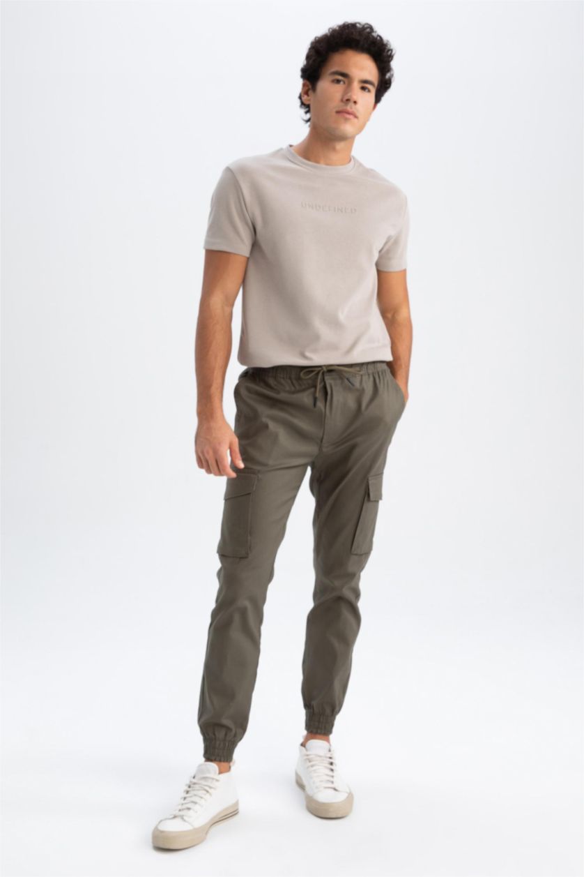 Erkek Koyu Haki Slım Fıt Pantolon