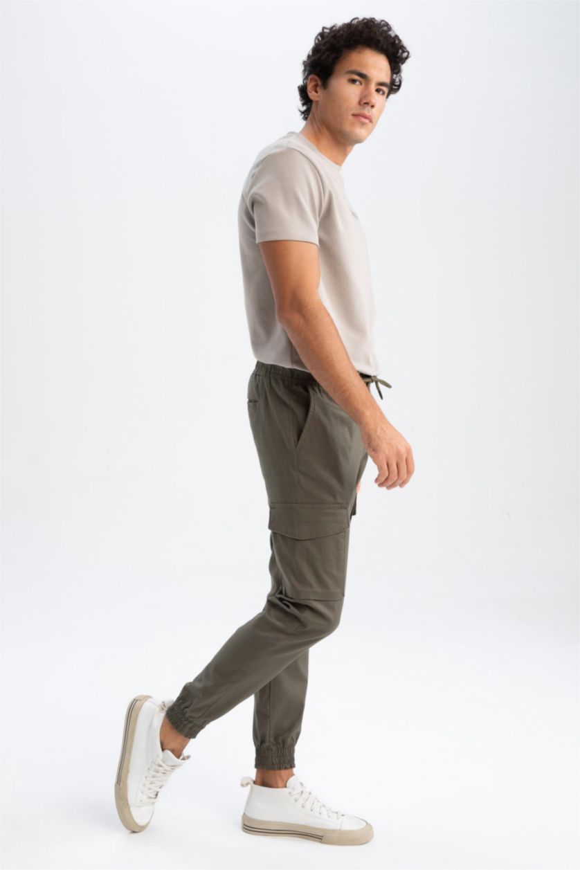 Erkek Koyu Haki Slım Fıt Pantolon