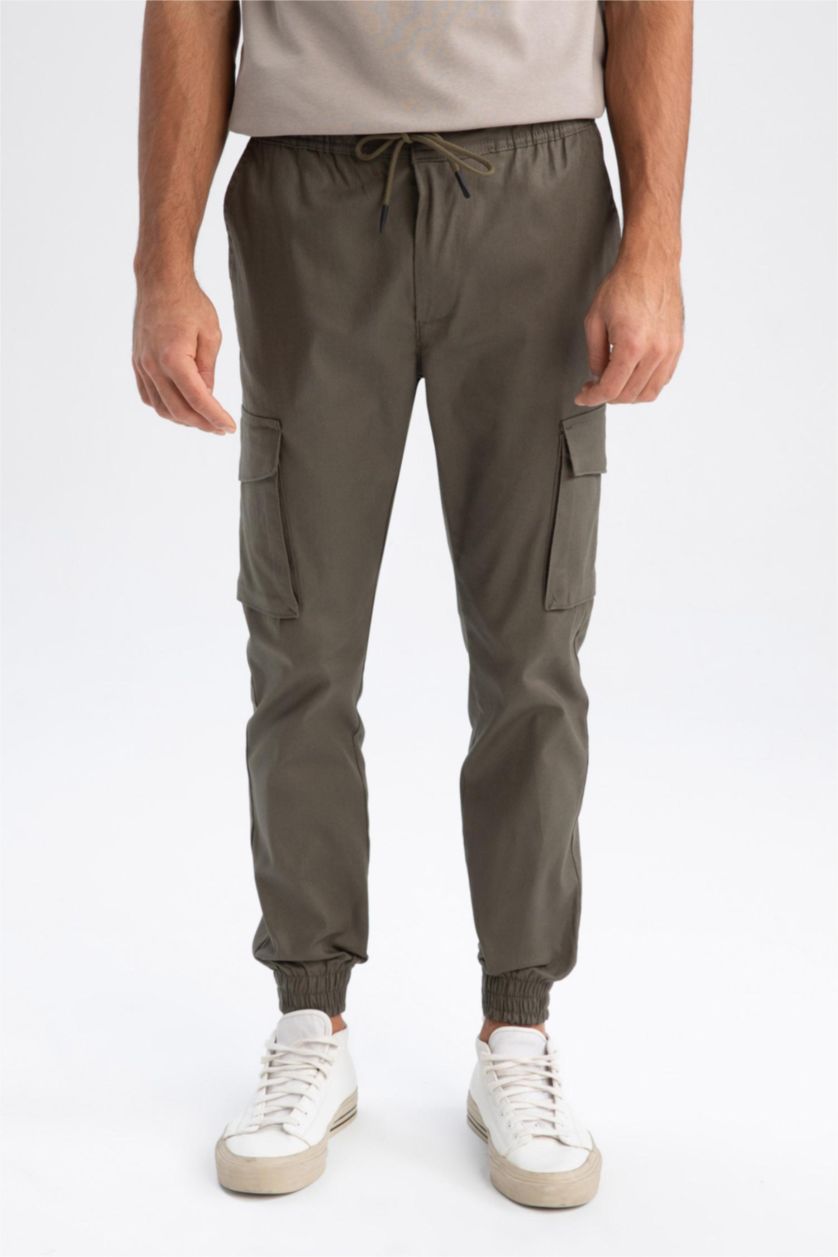 Erkek Koyu Haki Slım Fıt Pantolon