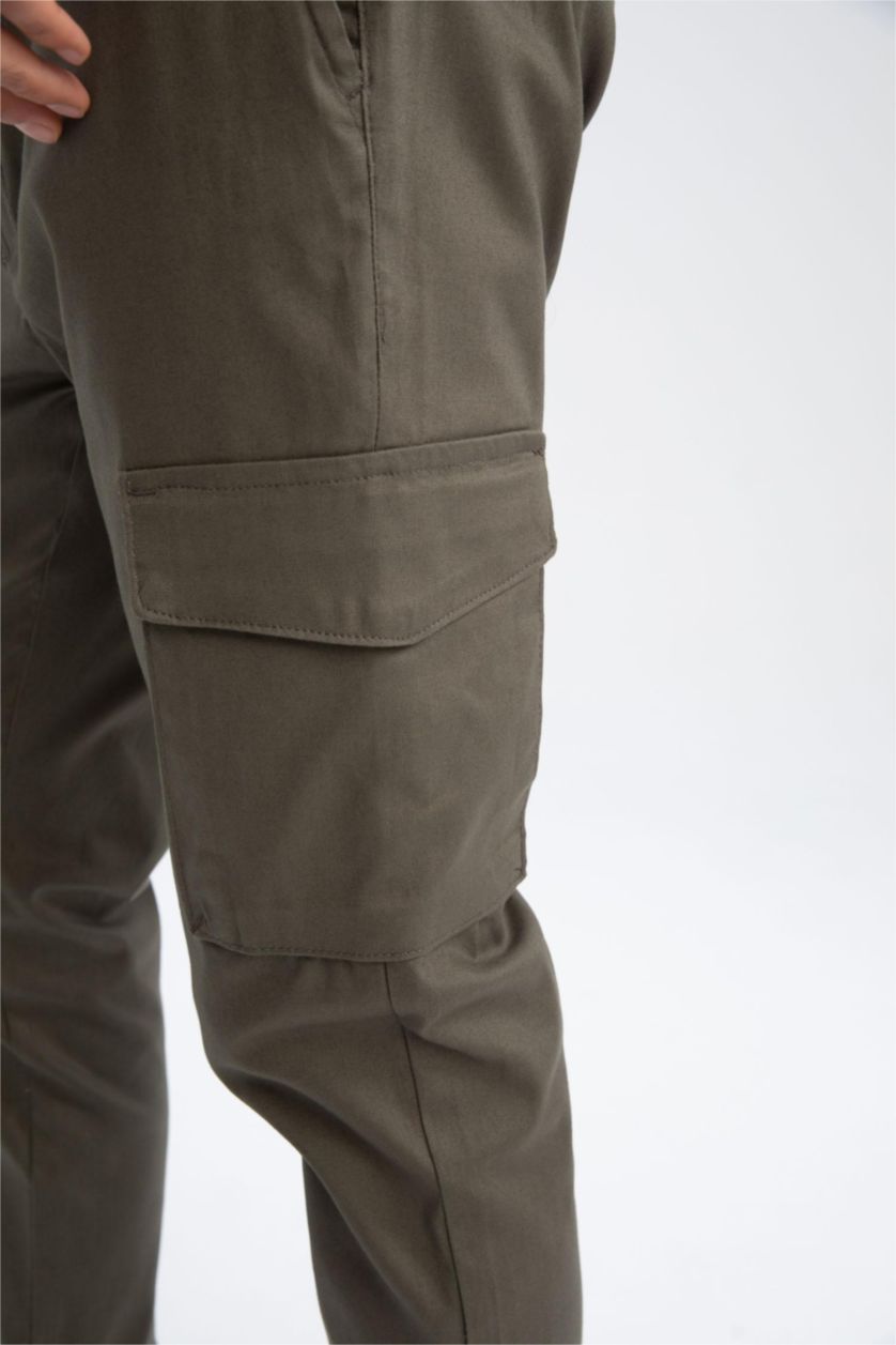 Erkek Koyu Haki Slım Fıt Pantolon