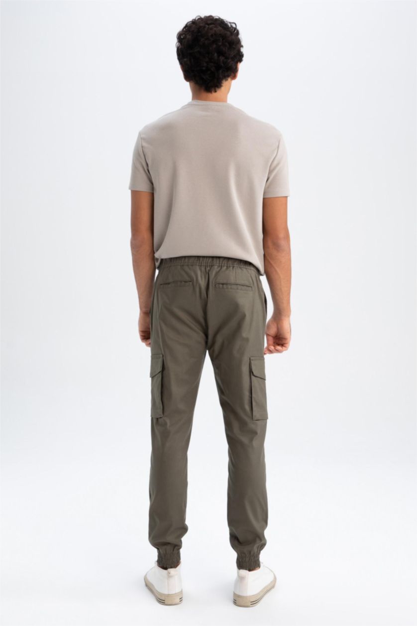 Erkek Koyu Haki Slım Fıt Pantolon