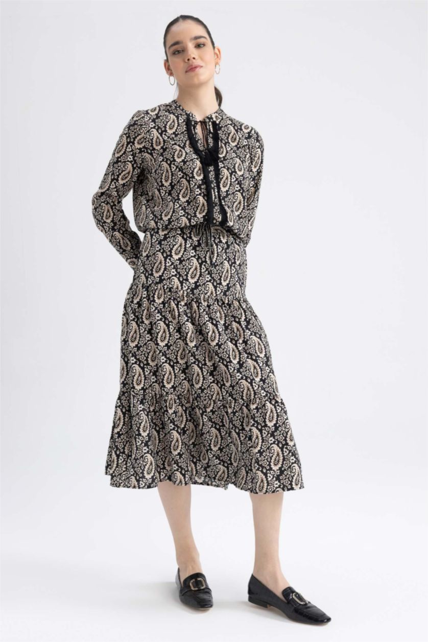 WOMAN Black Patterned Balloon Sleeve Shirt