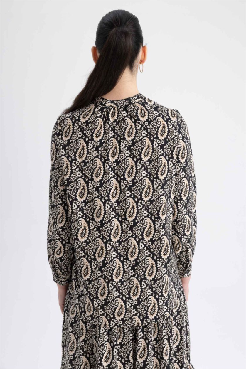 WOMAN Black Patterned Balloon Sleeve Shirt