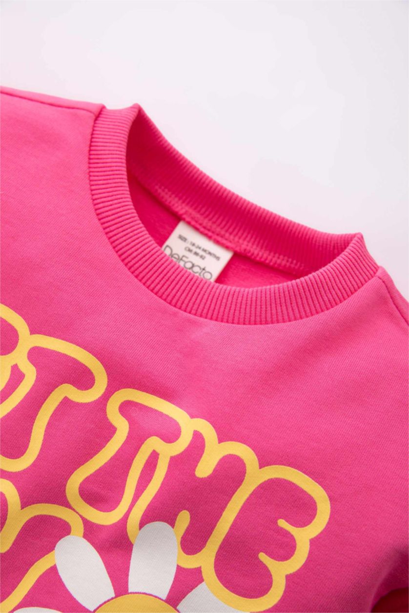 BABY GIRL Pink 2 piece Regular Fit Crew Neck Slogan Set