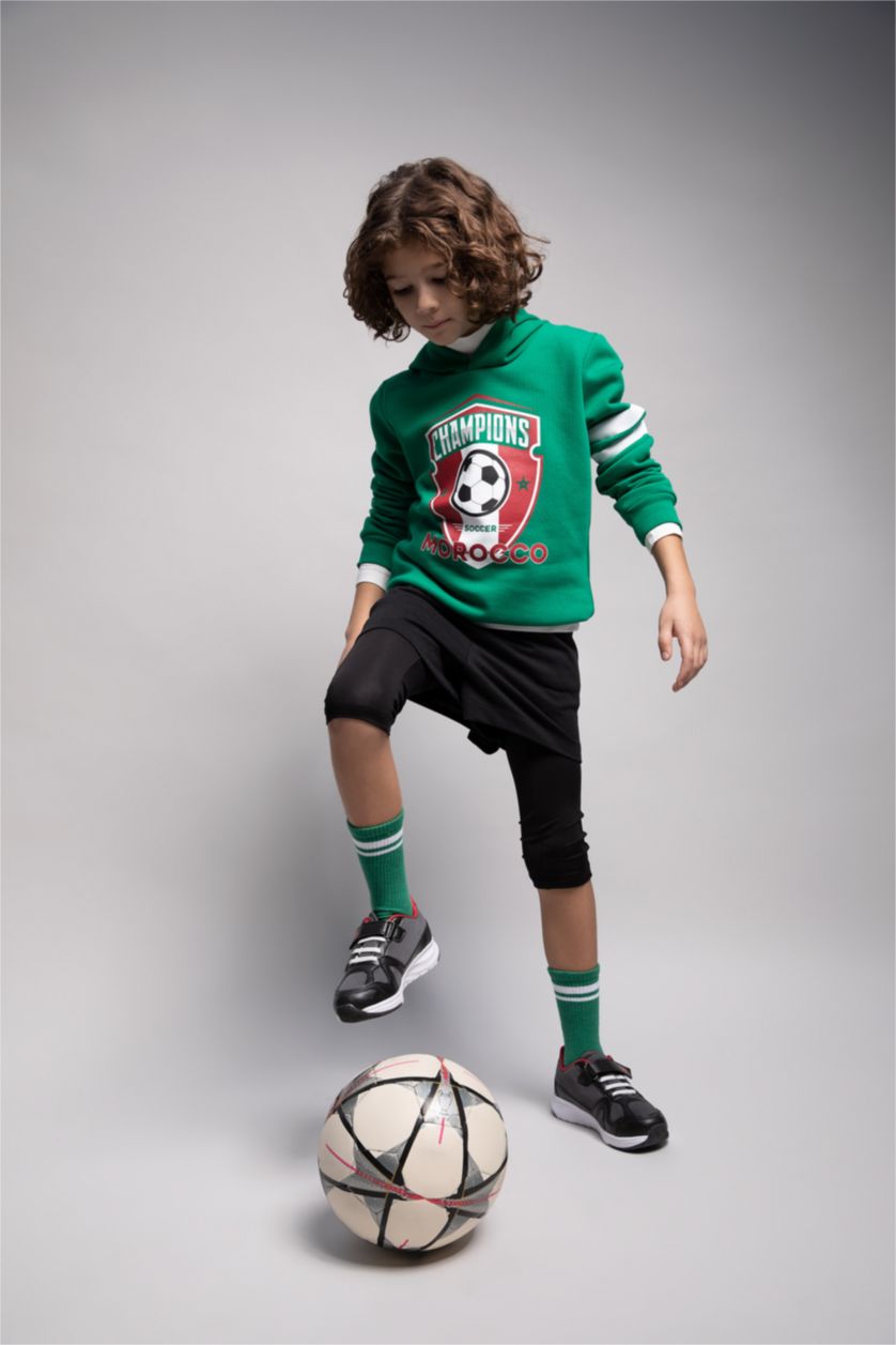 BOYS & TEENS Green Boys Regular Fit Hoodie Sweatshirt