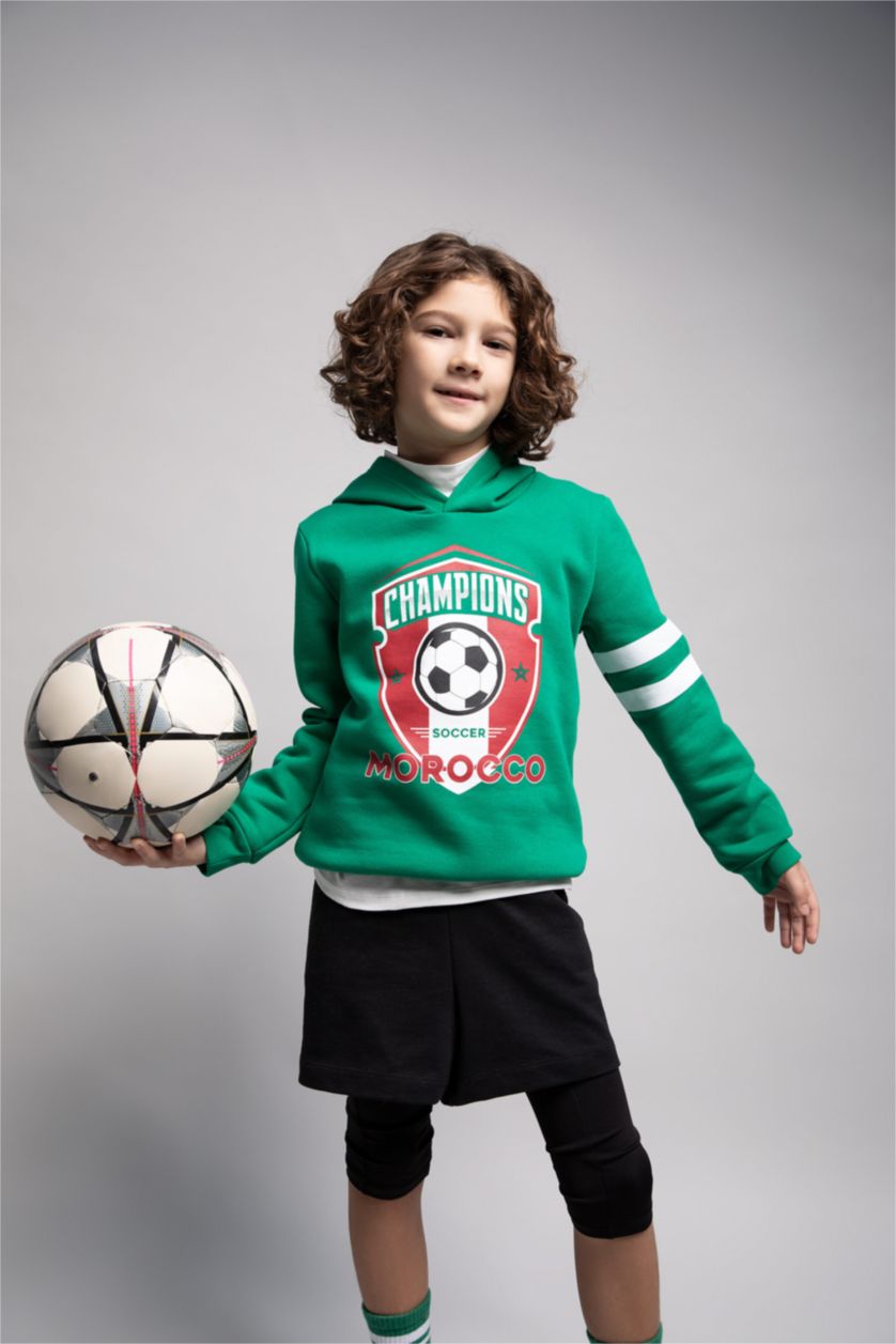 BOYS & TEENS Green Boys Regular Fit Hoodie Sweatshirt
