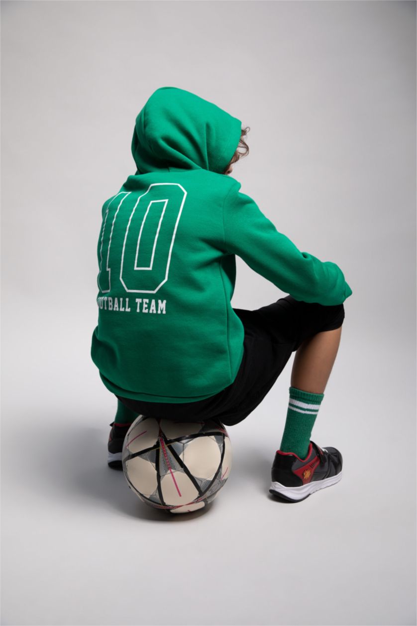 BOYS & TEENS Green Boys Regular Fit Hoodie Sweatshirt
