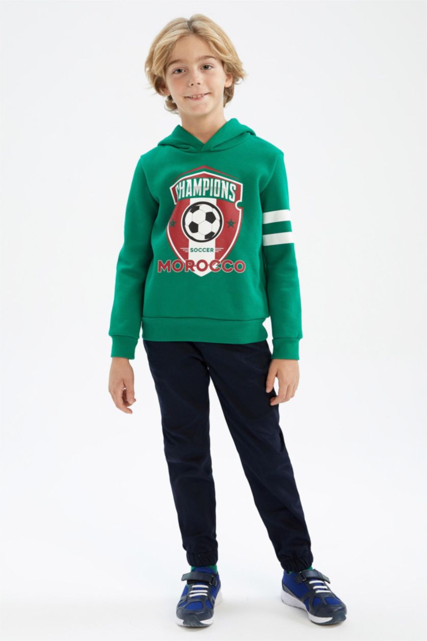 BOYS & TEENS Green Boys Regular Fit Hoodie Sweatshirt