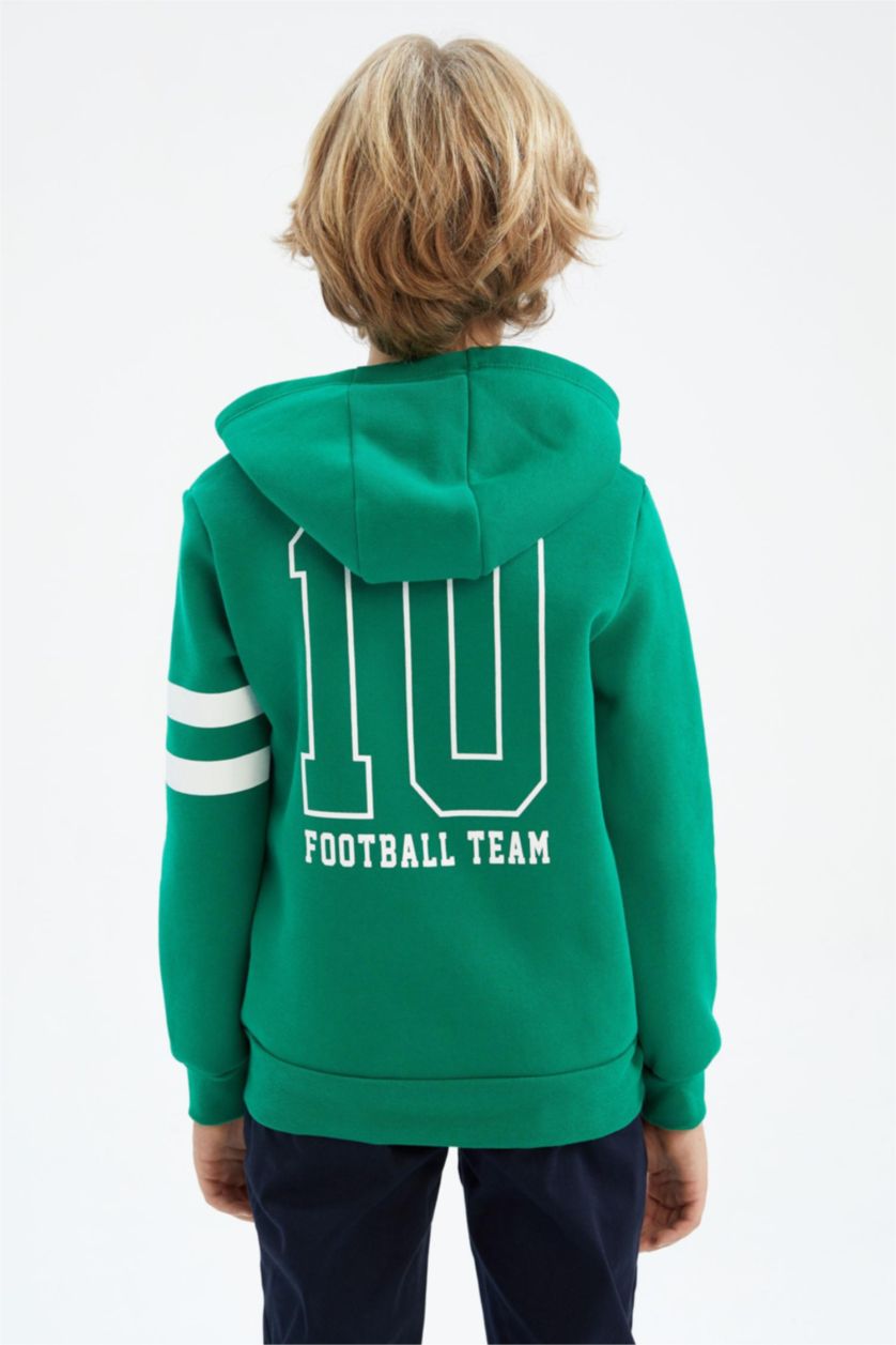 BOYS & TEENS Green Boys Regular Fit Hoodie Sweatshirt