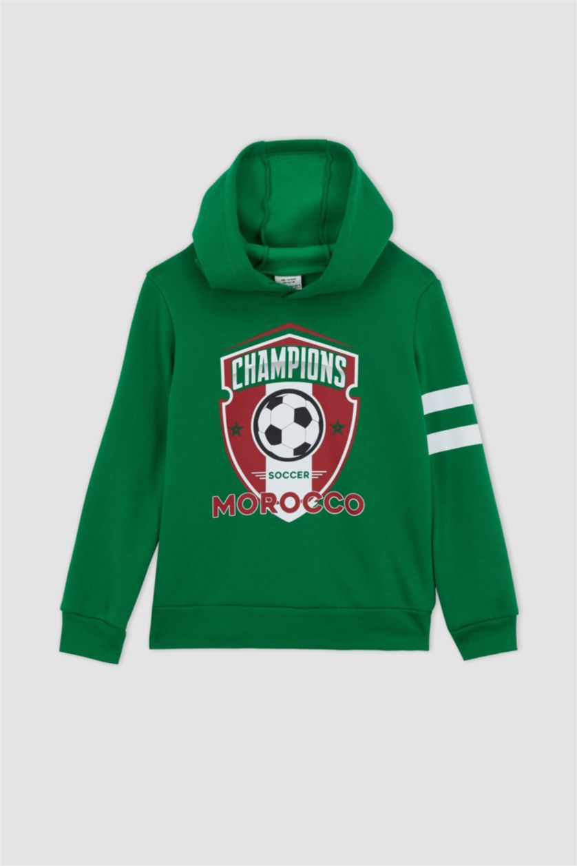 BOYS & TEENS Green Boys Regular Fit Hoodie Sweatshirt