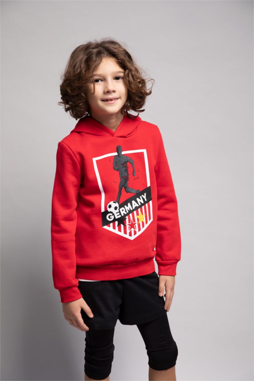 BOYS & TEENS Red Boys Regular Fit Hoodie Sweatshirt