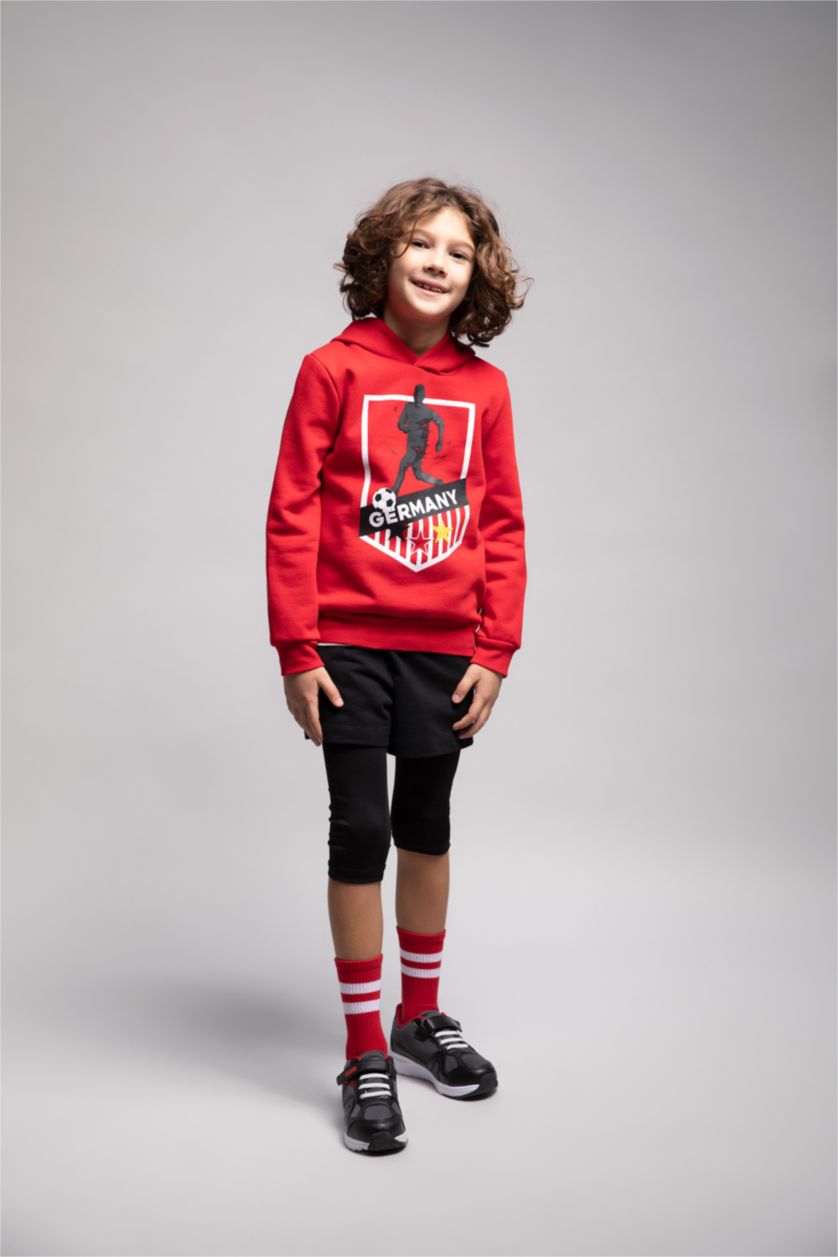 BOYS & TEENS Red Boys Regular Fit Hoodie Sweatshirt