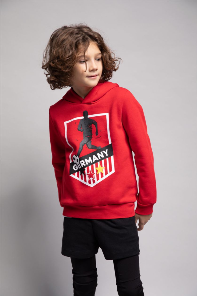 BOYS & TEENS Red Boys Regular Fit Hoodie Sweatshirt