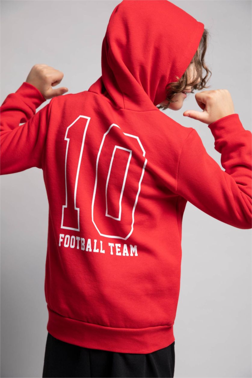 BOYS & TEENS Red Boys Regular Fit Hoodie Sweatshirt