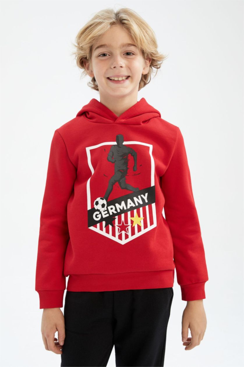 BOYS & TEENS Red Boys Regular Fit Hoodie Sweatshirt