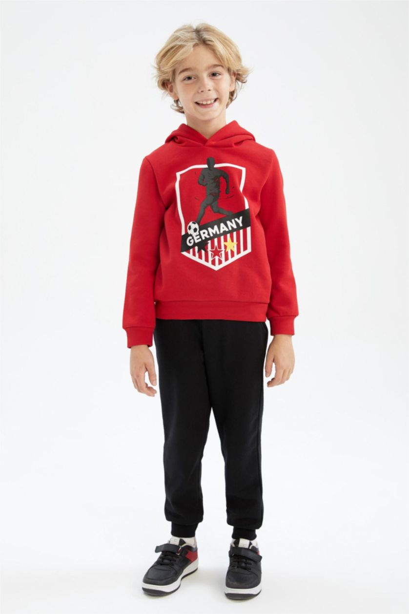 BOYS & TEENS Red Boys Regular Fit Hoodie Sweatshirt
